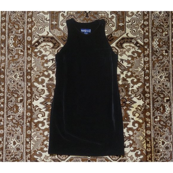 Vintage 80s Polo Ralph Lauren Black Velvet Sheath Mini Dress sz 8 - Picture 3 of 4